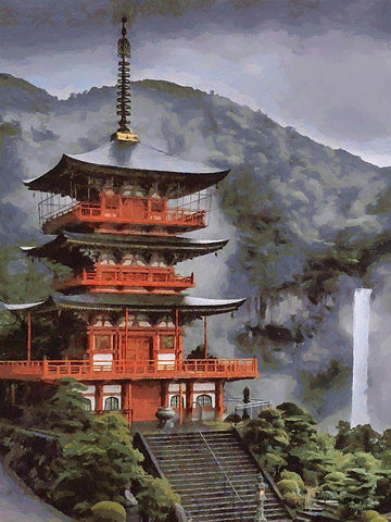 Somewhere in Asia White Modern Wood Framed Art Print with Double Matting by Medeiros, Celito