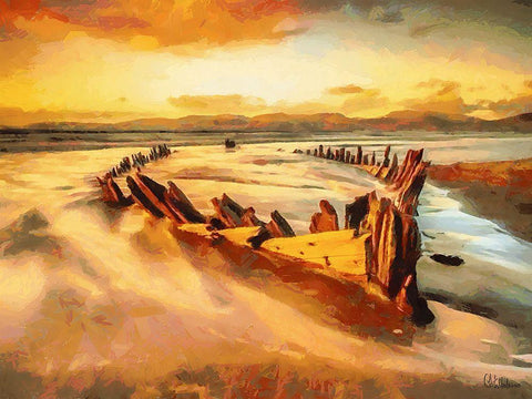 Missing Boat after Century Black Ornate Wood Framed Art Print with Double Matting by Medeiros, Celito