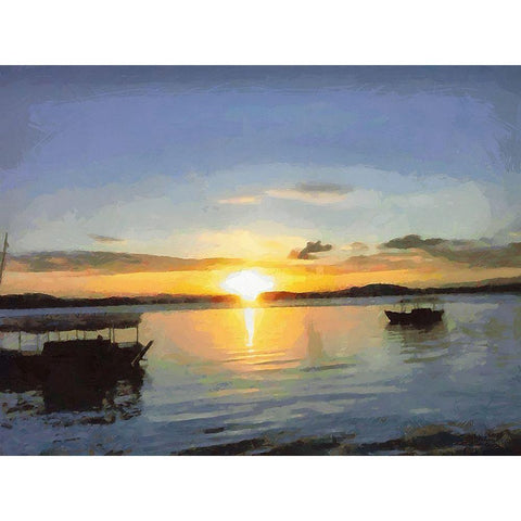 Golden Sunset Gold Ornate Wood Framed Art Print with Double Matting by Medeiros, Celito