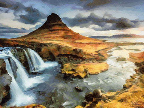 Famous Hill on Iceland Black Ornate Wood Framed Art Print with Double Matting by Medeiros, Celito
