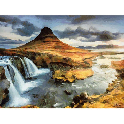 Famous Hill on Iceland Black Modern Wood Framed Art Print by Medeiros, Celito