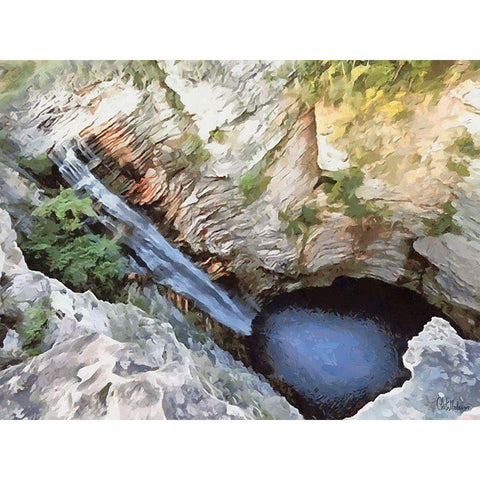 Deep Watterfall Black Modern Wood Framed Art Print with Double Matting by Medeiros, Celito
