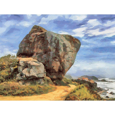 Big Boulder Gold Ornate Wood Framed Art Print with Double Matting by Medeiros, Celito