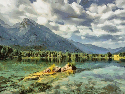 Lake in Canada White Modern Wood Framed Art Print with Double Matting by Medeiros, Celito