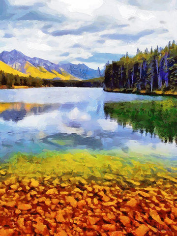Autumn Lake Vertical Black Ornate Wood Framed Art Print with Double Matting by Medeiros, Celito