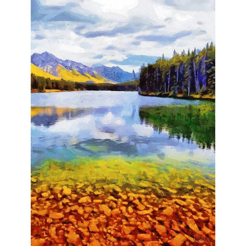 Autumn Lake Vertical Black Modern Wood Framed Art Print with Double Matting by Medeiros, Celito