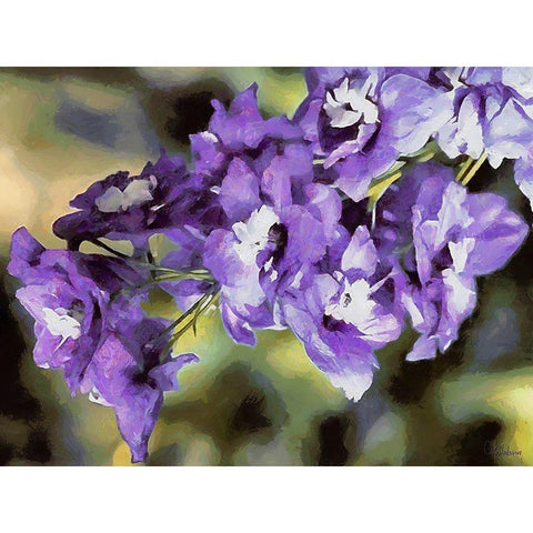 Purple Flowers Black Modern Wood Framed Art Print by Medeiros, Celito