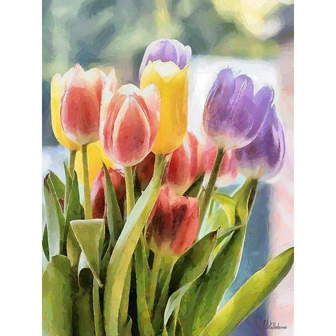 Just Tulips III Gold Ornate Wood Framed Art Print with Double Matting by Medeiros, Celito
