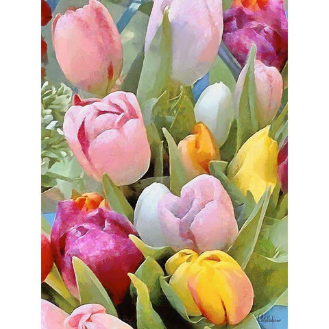 Just Tulips IV White Modern Wood Framed Art Print by Medeiros, Celito