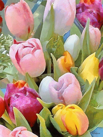 Just Tulips IV White Modern Wood Framed Art Print with Double Matting by Medeiros, Celito