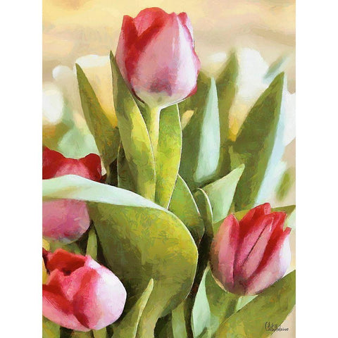 Just Tulips V White Modern Wood Framed Art Print by Medeiros, Celito