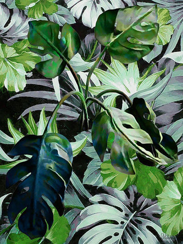 Very Green Leaves II Black Ornate Wood Framed Art Print with Double Matting by Medeiros, Celito