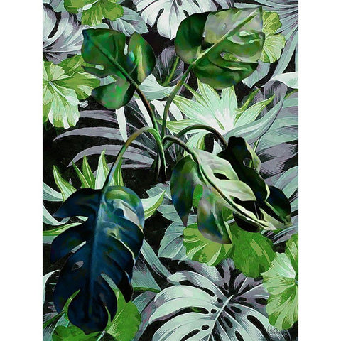 Very Green Leaves II Black Modern Wood Framed Art Print by Medeiros, Celito