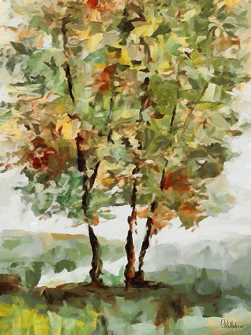 Abstract Landscape III White Modern Wood Framed Art Print with Double Matting by Medeiros, Celito