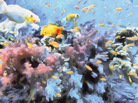 Fishes in Tropical Sea III Black Ornate Wood Framed Art Print with Double Matting by Medeiros, Celito