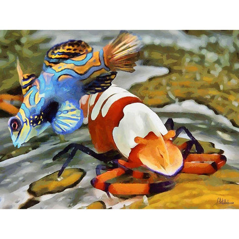 Fishes in Tropical Sea V Gold Ornate Wood Framed Art Print with Double Matting by Medeiros, Celito