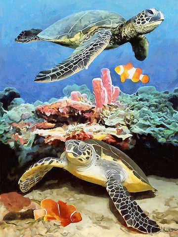 Fishes in Tropical Sea VI White Modern Wood Framed Art Print with Double Matting by Medeiros, Celito