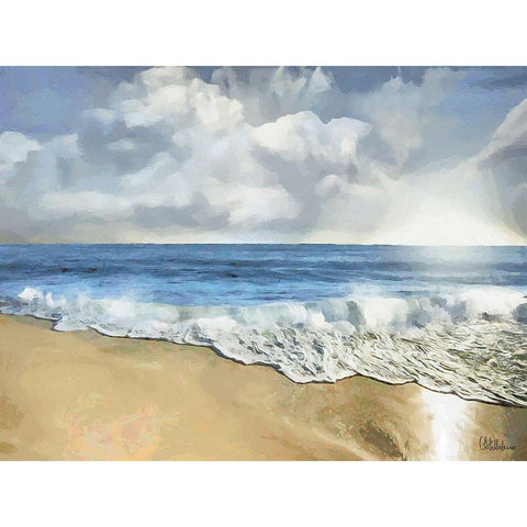 White Wave at the Beach I Black Modern Wood Framed Art Print with Double Matting by Medeiros, Celito