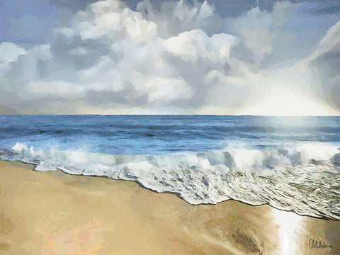 White Wave at the Beach I White Modern Wood Framed Art Print with Double Matting by Medeiros, Celito