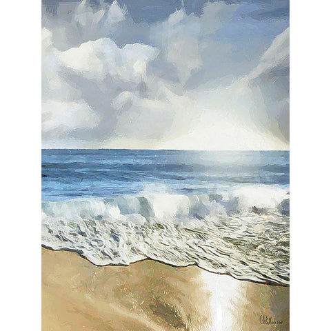 White Wave at the Beach II White Modern Wood Framed Art Print by Medeiros, Celito