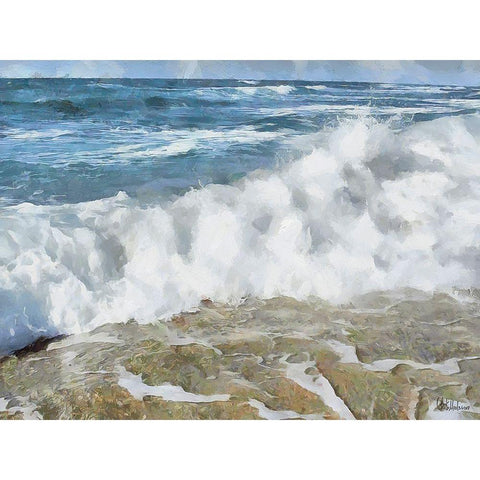 White Wave at the Beach III Gold Ornate Wood Framed Art Print with Double Matting by Medeiros, Celito