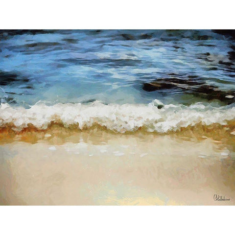 White Wave at the Beach IV Black Modern Wood Framed Art Print with Double Matting by Medeiros, Celito