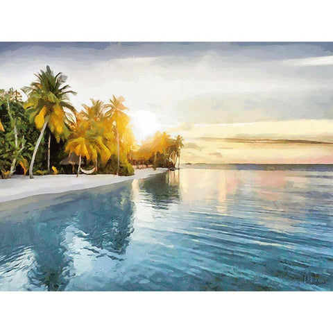 Sunset over Palm Trees I Gold Ornate Wood Framed Art Print with Double Matting by Medeiros, Celito