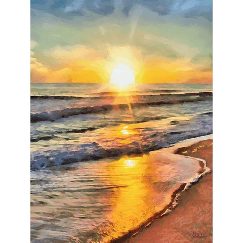 White Wave at the Beach V Black Modern Wood Framed Art Print with Double Matting by Medeiros, Celito