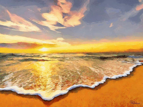 White Wave at the Beach VI White Modern Wood Framed Art Print with Double Matting by Medeiros, Celito