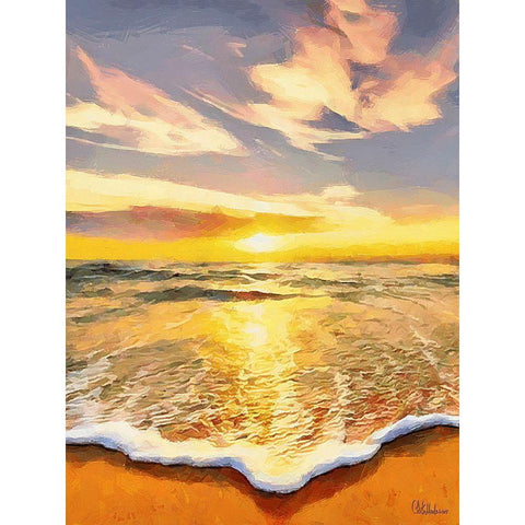 White Wave at the Beach VII Gold Ornate Wood Framed Art Print with Double Matting by Medeiros, Celito