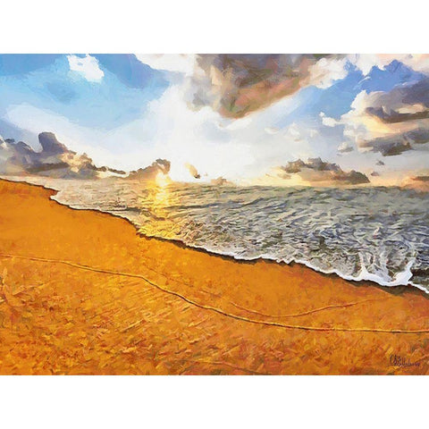 White Wave at the Beach VIII Gold Ornate Wood Framed Art Print with Double Matting by Medeiros, Celito