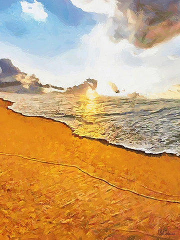 White Wave at the Beach IX White Modern Wood Framed Art Print with Double Matting by Medeiros, Celito