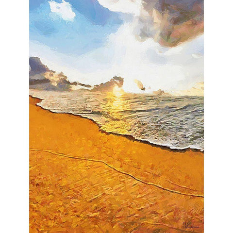 White Wave at the Beach IX Black Modern Wood Framed Art Print by Medeiros, Celito