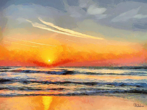 White Wave at the Beach X Black Ornate Wood Framed Art Print with Double Matting by Medeiros, Celito