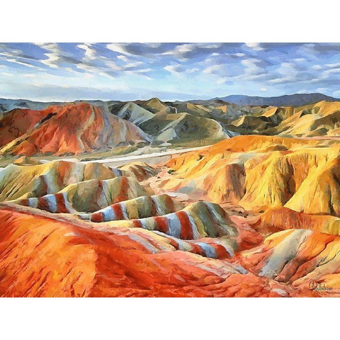 Painted Mountains I Gold Ornate Wood Framed Art Print with Double Matting by Medeiros, Celito
