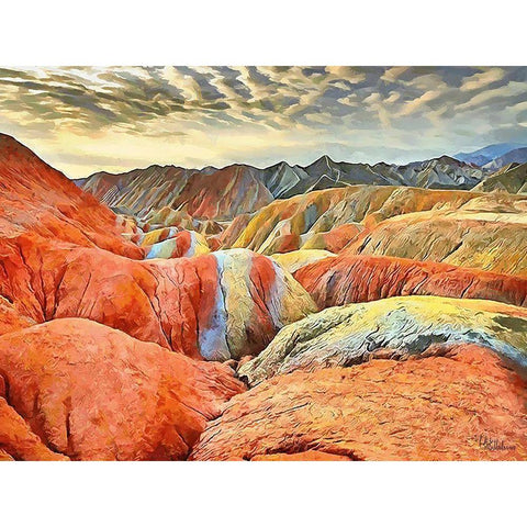 Painted Mountains II White Modern Wood Framed Art Print by Medeiros, Celito