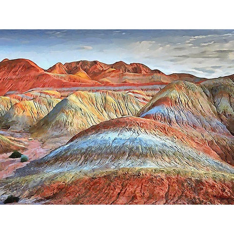 Painted Mountains III Gold Ornate Wood Framed Art Print with Double Matting by Medeiros, Celito