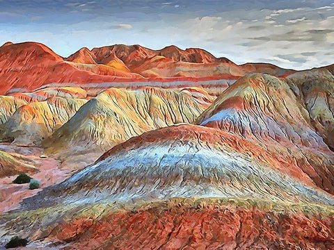 Painted Mountains III Black Ornate Wood Framed Art Print with Double Matting by Medeiros, Celito
