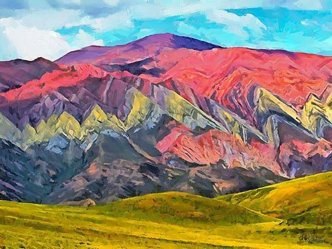 Painted Mountains IV White Modern Wood Framed Art Print with Double Matting by Medeiros, Celito