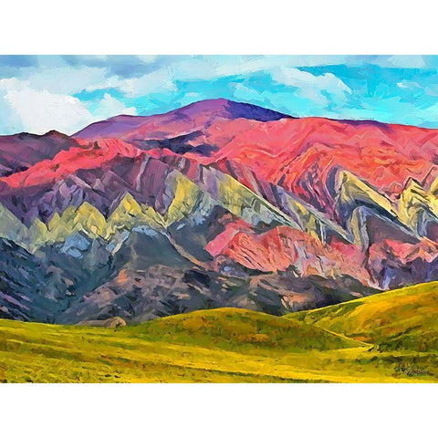 Painted Mountains IV Black Modern Wood Framed Art Print with Double Matting by Medeiros, Celito