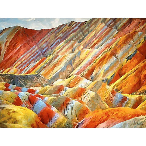 Painted Mountains V White Modern Wood Framed Art Print by Medeiros, Celito
