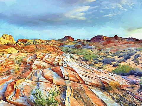 Painted Mountains VI White Modern Wood Framed Art Print with Double Matting by Medeiros, Celito