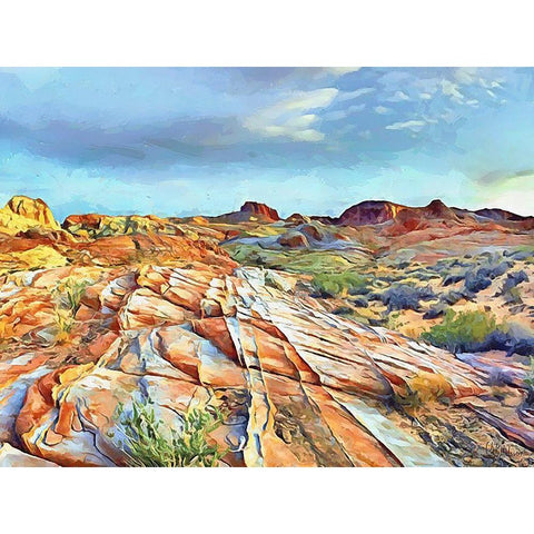 Painted Mountains VI Black Modern Wood Framed Art Print by Medeiros, Celito