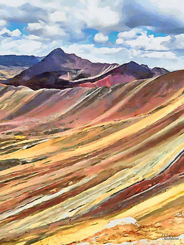 Painted Mountains VII Black Ornate Wood Framed Art Print with Double Matting by Medeiros, Celito