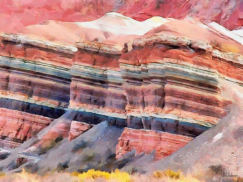 Painted Mountains VIII Black Ornate Wood Framed Art Print with Double Matting by Medeiros, Celito