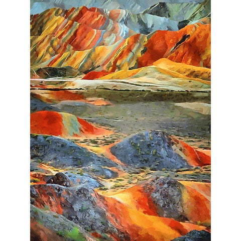 Painted Mountains IX Black Modern Wood Framed Art Print with Double Matting by Medeiros, Celito