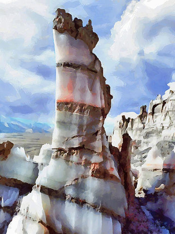 Painted Mountains X White Modern Wood Framed Art Print with Double Matting by Medeiros, Celito