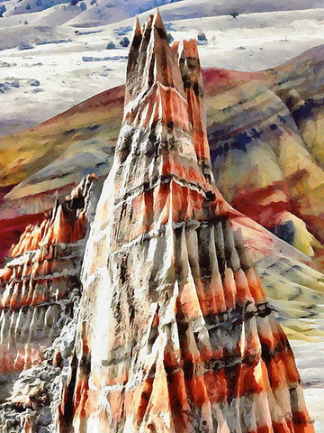 Painted Mountains XII Black Ornate Wood Framed Art Print with Double Matting by Medeiros, Celito