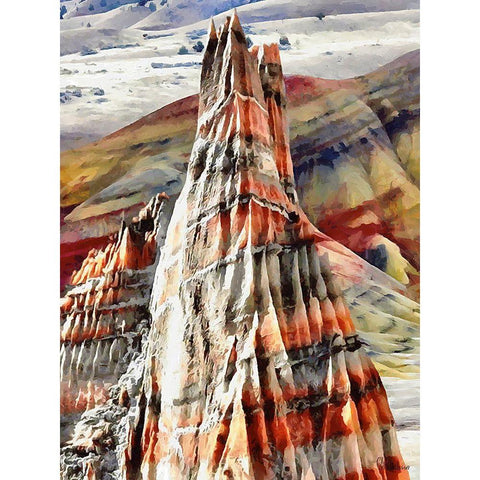 Painted Mountains XII Black Modern Wood Framed Art Print by Medeiros, Celito