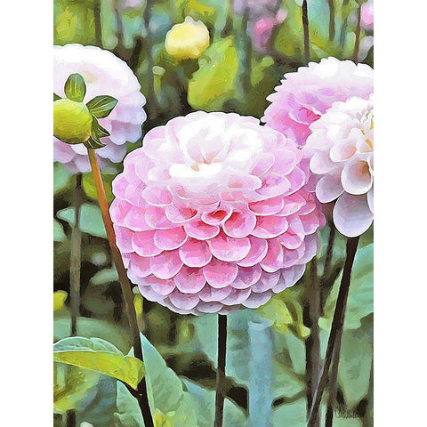 Pink Flowers Gold Ornate Wood Framed Art Print with Double Matting by Medeiros, Celito